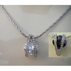 Collier cristal Swarovski mauve ou blanc