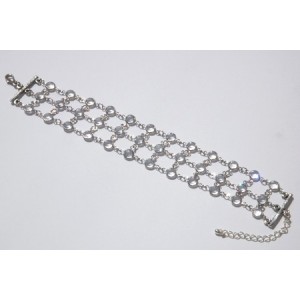 Bracelet 3 rangs rhodié cristal Swarovski blanc