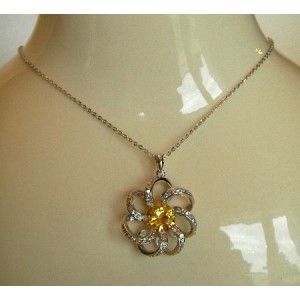 Pendentif argent fleur cristal Swarovski