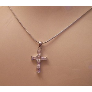 Pendentif croix fine cristal Swarovski argent